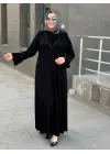 DULE YAKALI SİMLİ ELBİSE SİYAH
