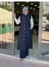 eren konuş ray desen kapıtone duğmeli yelek