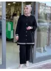 GAZE CEKETİ ÇITÇITLI PANTOLONLU TAKIM SİYAH