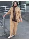 GÖMLEĞİ TAŞLI PANTOLONLU TAKIM Camel