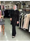 GRİMİSS PUL DETAYLI ŞIK TAKIM SİYAH