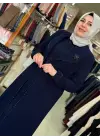 GRİMİSS TAŞ DETAYLI ABAYA LACİVERT