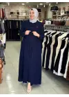 GRİMİSS TAŞ DETAYLI ABAYA LACİVERT