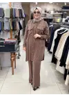 İPEK CUPRA TUNİK PANTOLON TAKIM KAHVERENGİ