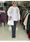 İTHAL GRUPLAR DETAYLI GÖMLEK BEYAZ