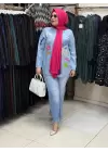 İTHAL GRUPLAR PAÇASI PÜSKÜLLÜ PANTOLON İNDİGO