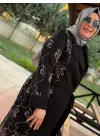JUKİ ÇİÇEK ABAYA SİYAH