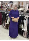 JUKİ ETEĞİ PLİSE DETAYLI ELBİSE MOR