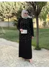 JUKİ İNCİ DETAYLI ELBİSE SİYAH