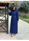 juki işlemeli kübra elbise İNDİGO