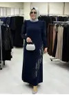 JUKİ LAZER ELBİSE TAŞLI LACİVERT