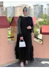 JUKİ TAŞ DETYALI TÜL ABAYA BEYAZ