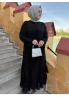 JUKİ TAŞ DETYALI TÜL ABAYA SİYAH