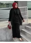 KREM FİLE CEKETLİ PANTOLONLU TAKIM SİYAH