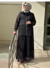 KREM ŞIK ETEKLİ TAKIM SİYAH