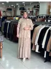 MİHRİBAN ÇAĞLI İPEK KUPRA ELBİSE Bej