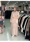 MİHRİBAN ÇAĞLI İPEK KUPRA ELBİSE Bej