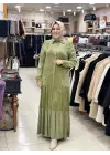 MİHRİBAN ÇAĞLI İPEK KUPRA ELBİSE YEŞİL