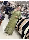 MİHRİBAN ÇAĞLI İPEK KUPRA ELBİSE YEŞİL