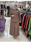SAFİR TENCEL ETEKLİ TAKIM KAHVERENGİ
