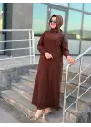 ŞARDONLU MODAL ELBİSE ÇİKOLATA