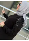ŞARDONLU MODAL ELBİSE SİYAH