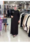 SİMLİ JKRL VE DERİ DETAYLI ELBİSE SİYAH
