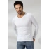 Erkek Slim Fit Uzun Kol V Yaka Bady Beyaz