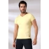 Erkek Slim Fit Kısa Kol V Yaka Bady Açık Sarı