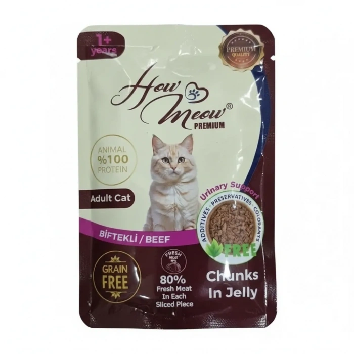 How Meow Biftekli Yetişkin Yaş Kedi Maması 85 gr