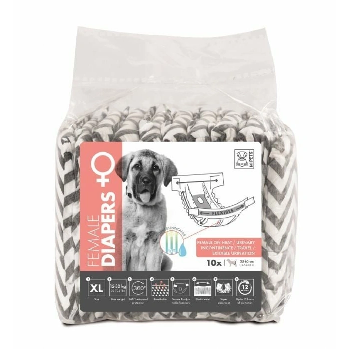 M-Pets Diapers 15-25 Kg Arası Dişi Köpekler İçin Külot Bez Xl Beden 10lu