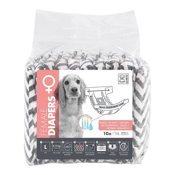 M-Pets Diapers 8,5-15 Kg Arası Dişi Köpekler İçin Külot Bez L Beden 10lu