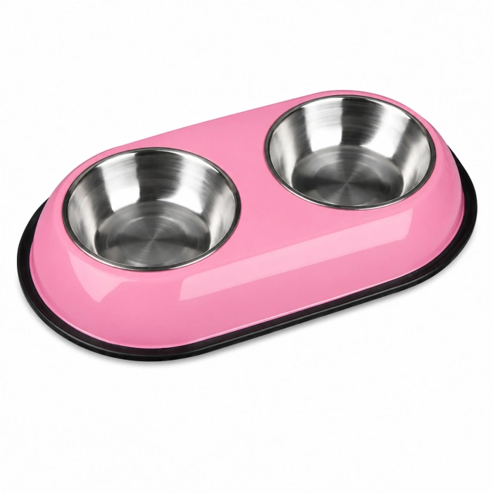 Nunbell Çelik Mama Kabı Pembe 2li 34.5 Cm