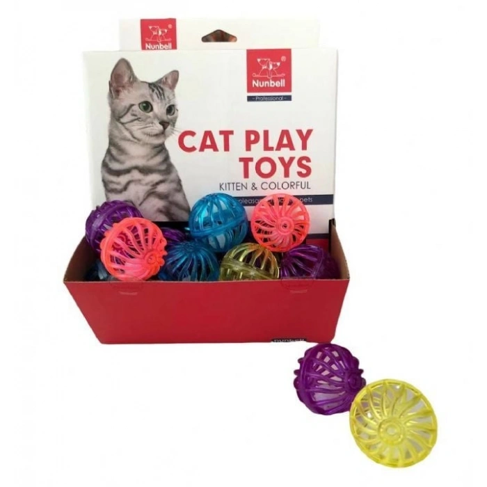 Nunbell Kedi Oyuncağı Renkli Zilli Plastik Top