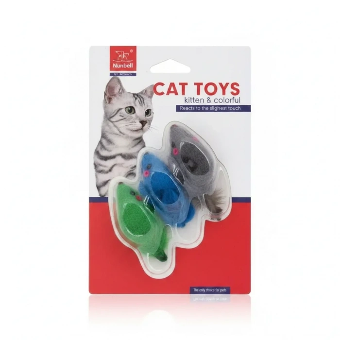 Nunbell Tüylü Fare Kedi Oyuncağı (3lü Set)