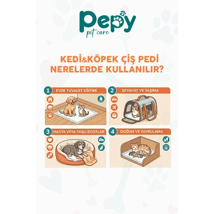 Pepy Evcil Hayvan Tuvalet Eğitim Çiş Pedi 60x90 cm 30 Adet