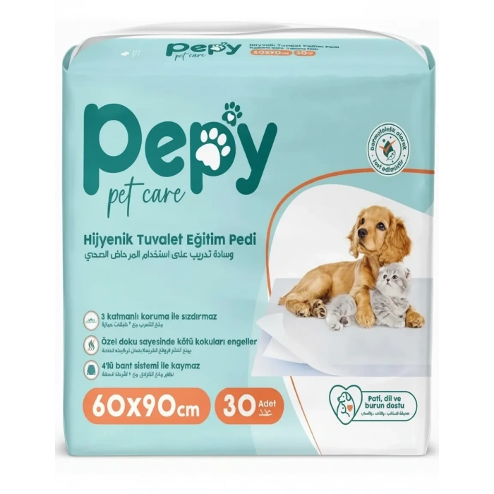 Pepy Evcil Hayvan Tuvalet Eğitim Çiş Pedi 60x90 cm 30 Adet