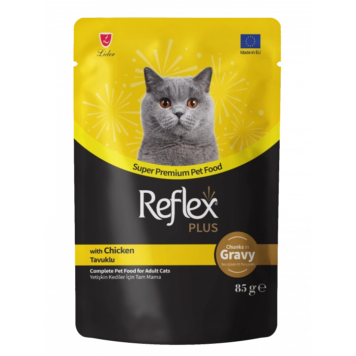 Reflex Plus Sos İçinde Et Parçacıklı Tavuklu Yetişkin Kedi Maması 85 Gr