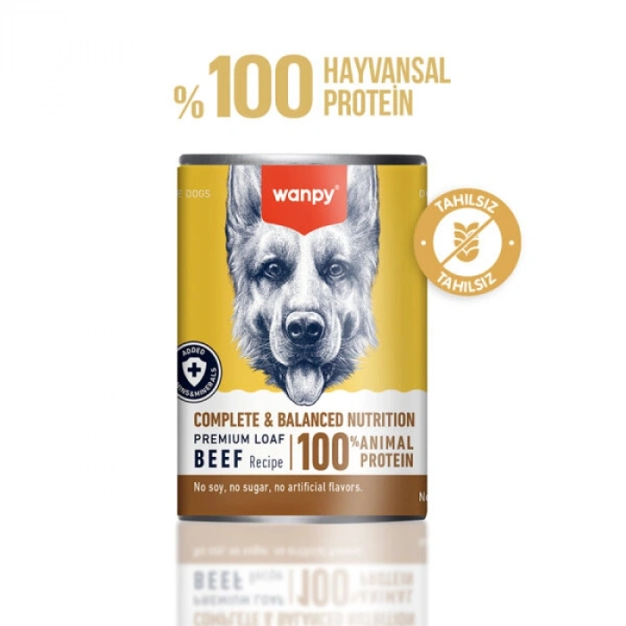 Wanpy Tahılsız Biftekli Köpek Konserve Yaş Maması 375 gr