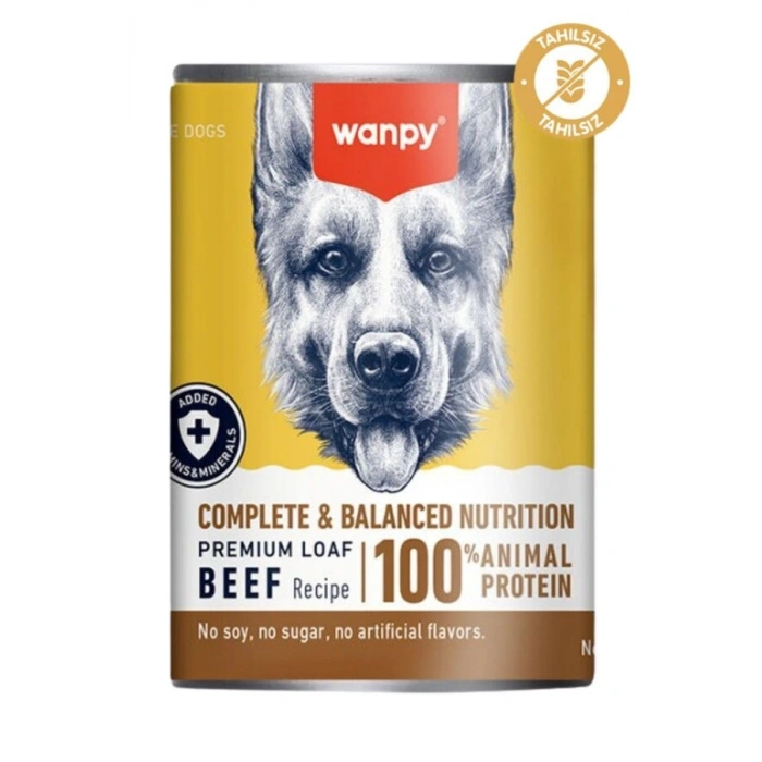 Wanpy Tahılsız Biftekli Köpek Konserve Yaş Maması 375 gr