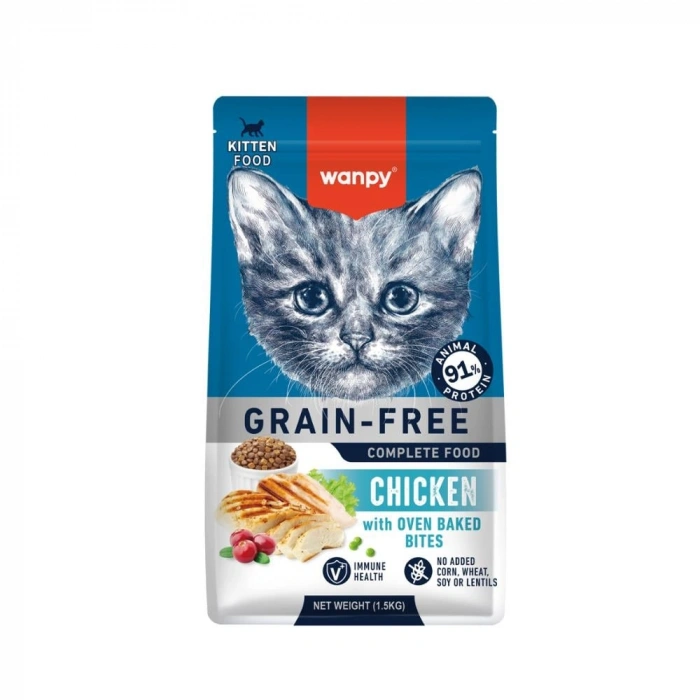 Wanpy Tahılsız Tavuklu Yavru Kedi Kuru Maması 1.5 kg