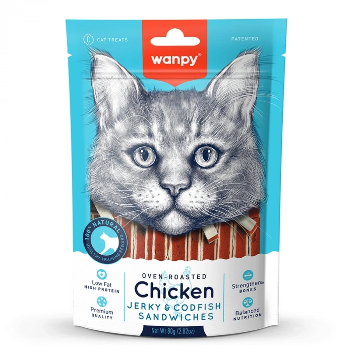 Wanpy Tavuklu & Morina Balıklı Kedi Ödülü 80g