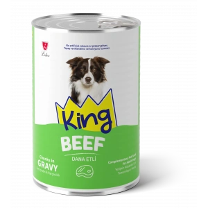 King Sos İçinde Parçacıklı Dana Etli Yetişkin Köpek Konservesi 400 Gr