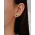 Yeşil Damla Taşlı Altın Küpe
