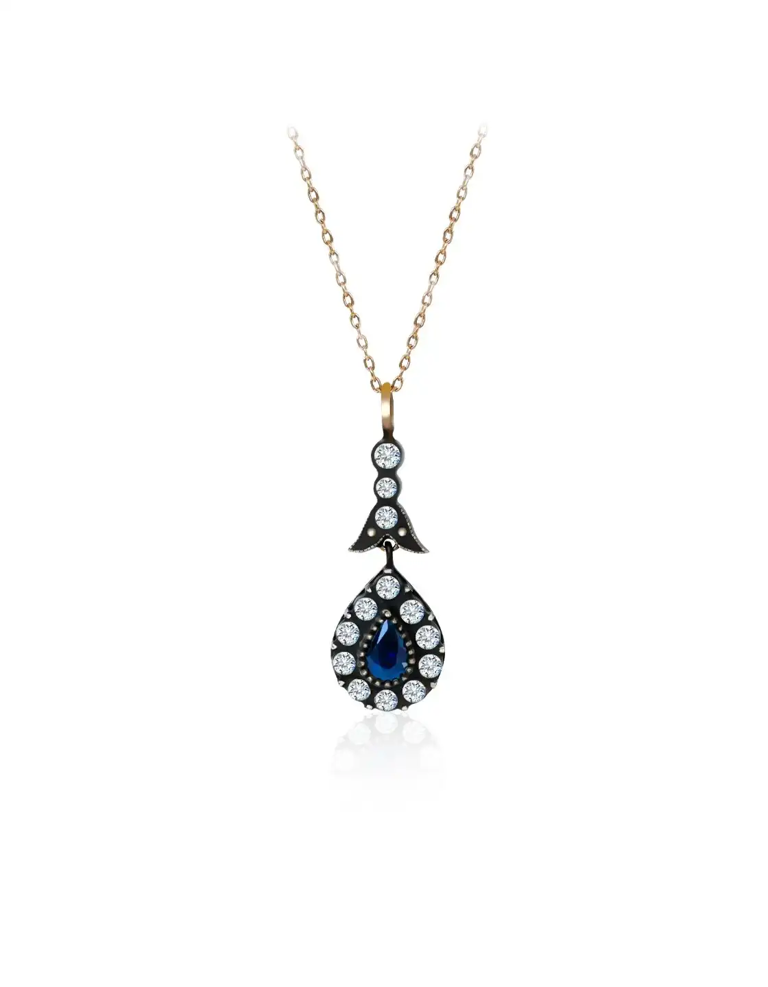 1.05 Ct. Safir Ve Pırlanta Taşlı Kolye