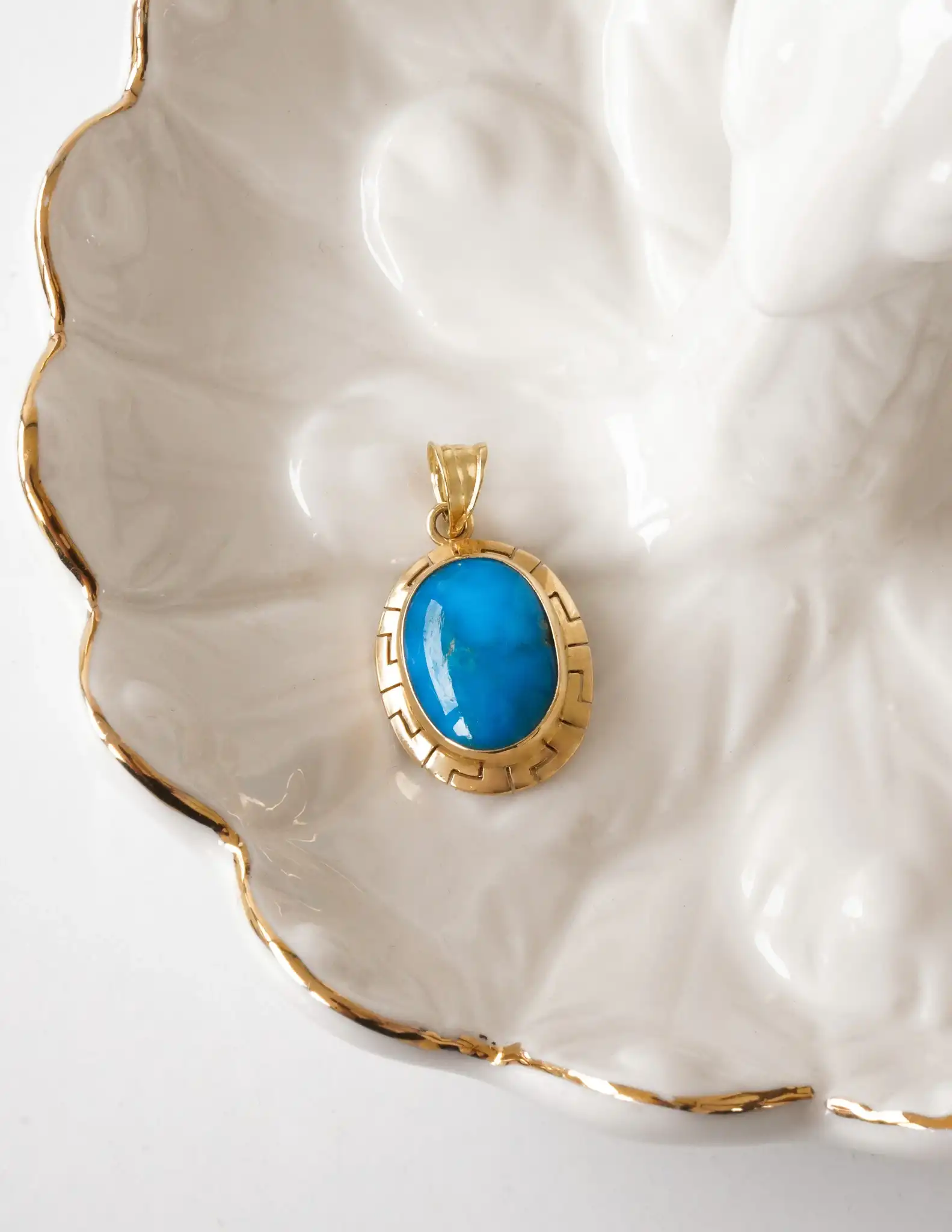 Firuze Taşlı Altın Kolye Ucu