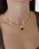 22 Ayar Siyah Taşlı Hasır Kolye