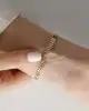 Çift Sıra Mini Kareli Altın Bileklik