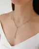 Beyaz ve Sarı Altın Detaylı Ayarlanabilir Top Zincir Kolye