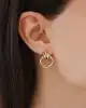 Dörtgen Sallantılı Altın Küpe